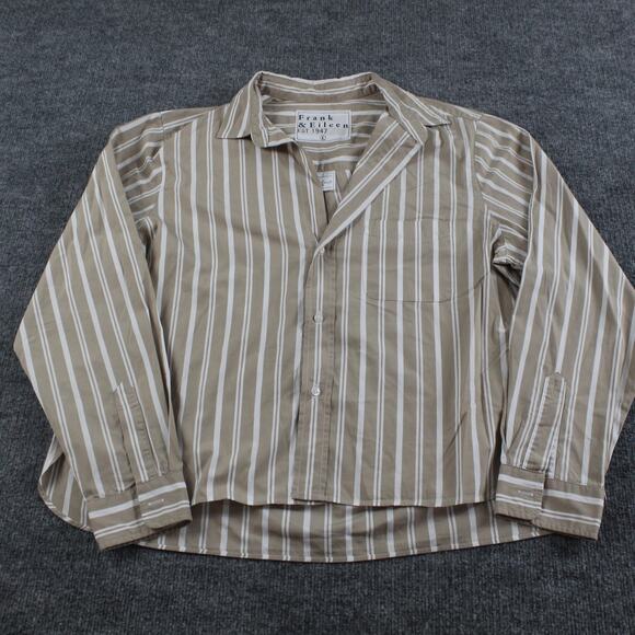 Frank Eileen Shirt Women Large Silvio Untuckable Button Up Striped Quiet Luxury - Picture 2 of 9